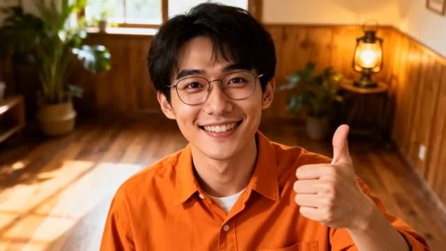  青年男子微笑竖大拇指1743#横屏 	 -