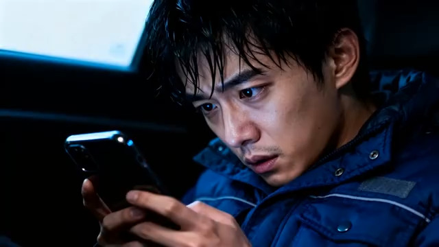  男子看手机震惊表情1628#横屏 	 