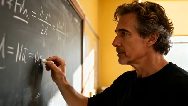  男教师黑板写数学公式1613#横屏 	 