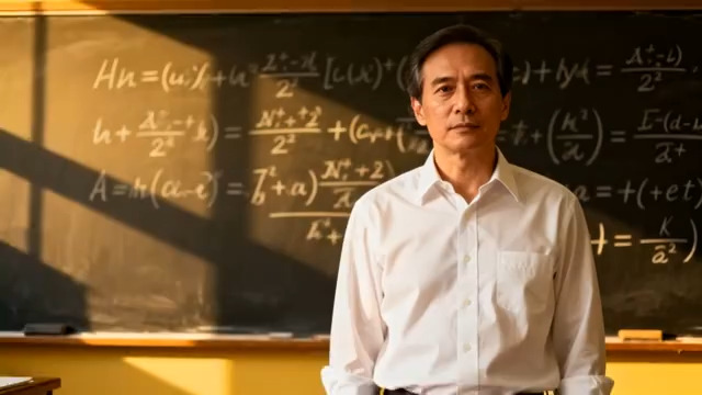  男教师黑板前授课1612#横屏 	 