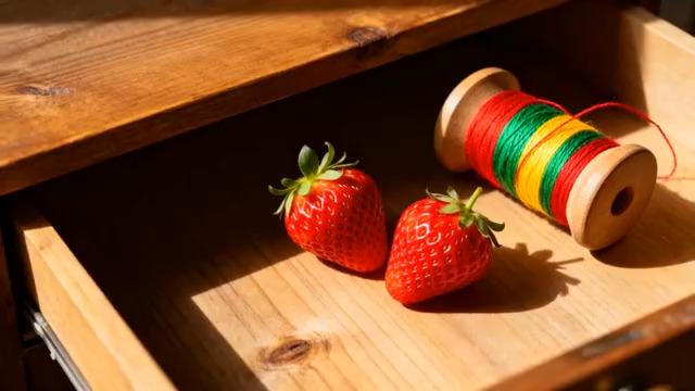  木抽屉里的草莓与彩线1597#横屏 	 - 