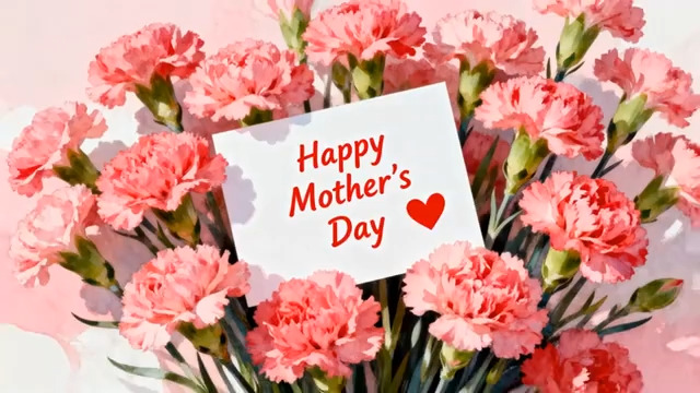  母亲节快乐康乃馨祝福1596#横屏 	 
