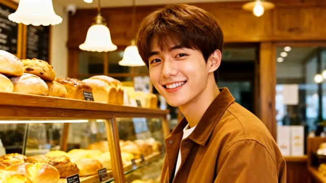  面包店前的阳光少年1574#横屏 	 