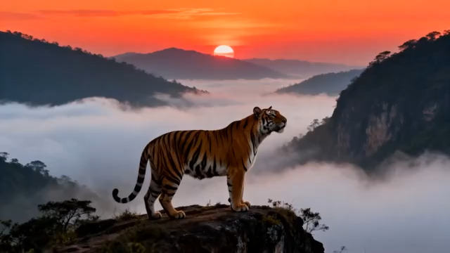  猛虎登 日出云海间1553#横屏 	 