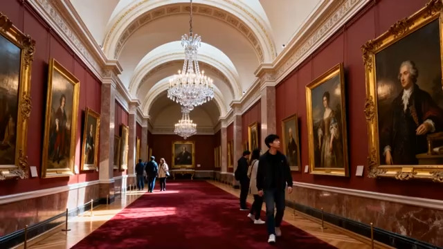  美术馆内观赏油画的人群1542#横屏 	 - 