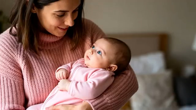  妈妈温柔抱婴儿特写1517#横屏 	 -