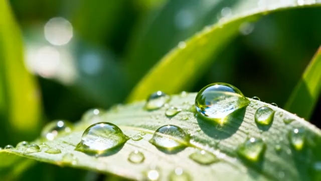  绿叶上的晶莹露珠1512#横屏 	 