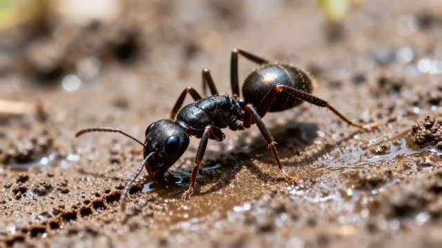  蚂蚁搬运食物特写1518#横屏 	 