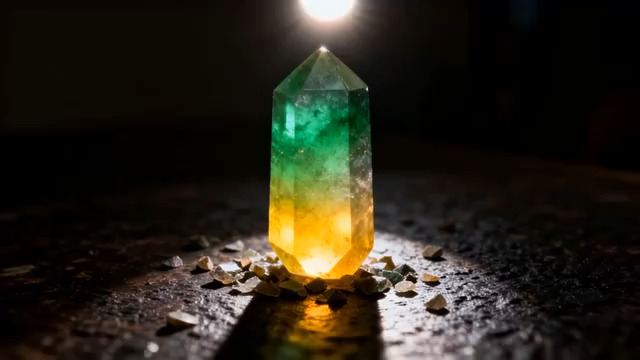  绿黄渐变水晶石特写1499#横屏 	 -