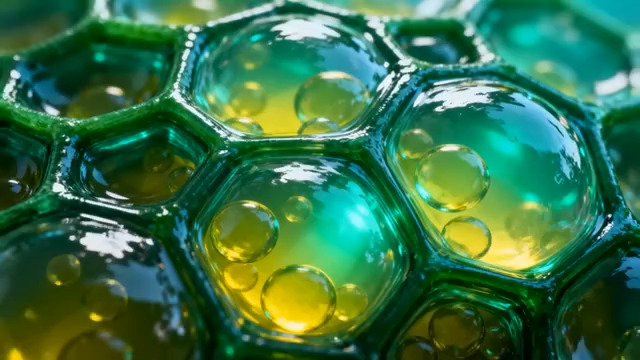  绿色蜂窝气泡质感1503#横屏 	 