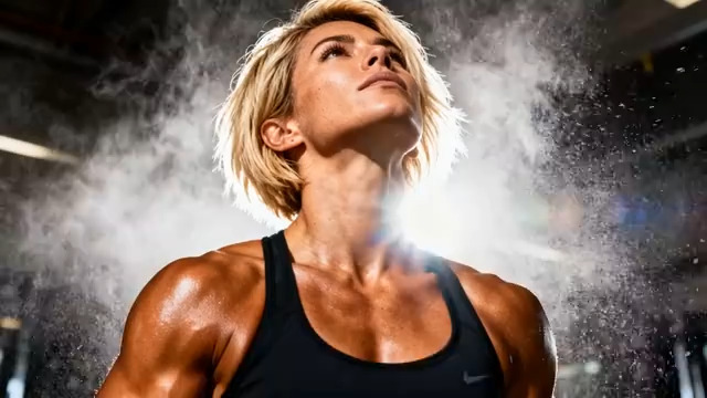  力量女性挥洒汗水瞬间1470#横屏 	 