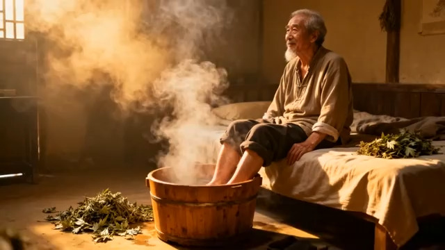  老人中药泡脚养生场景1451#横屏 	 