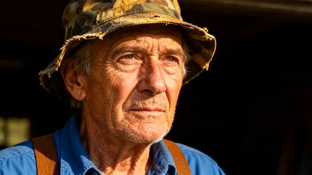  老农民田间劳作特写1446#横屏 	 