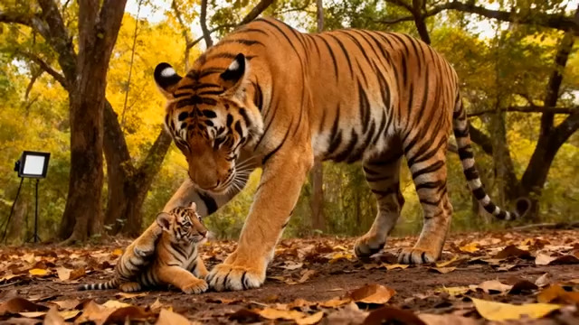  老虎母子温馨互动1433#横屏 	 -