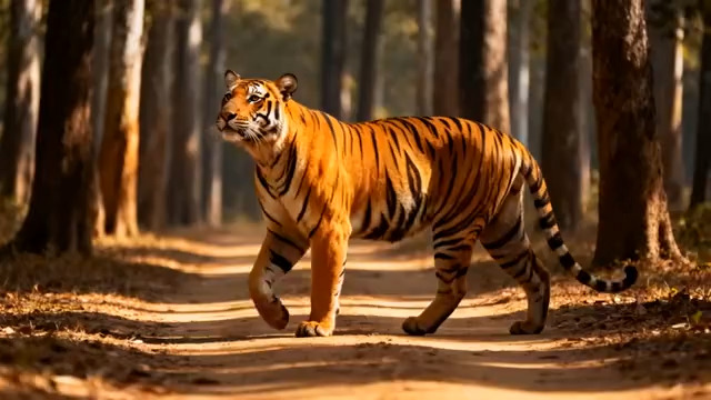  老虎林间行走特写1428#横屏 	 