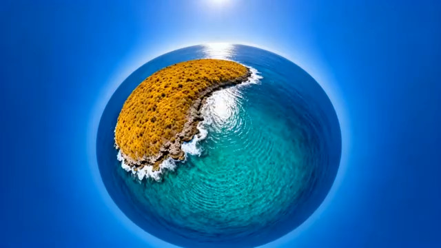  蓝色星球海岛俯瞰1409#横屏 	 