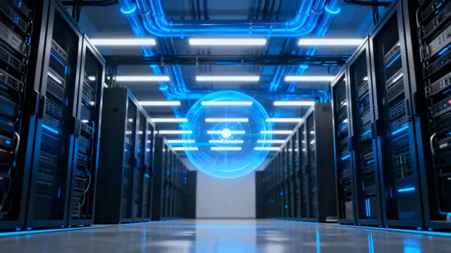  蓝色科技感服务器机房1396#横屏 	 - 