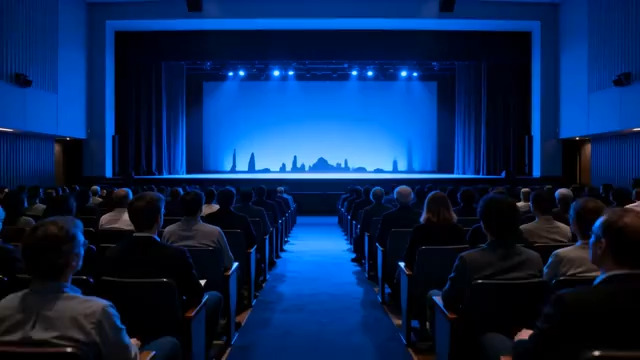  蓝色灯光会议厅观众席1386#横屏 	 