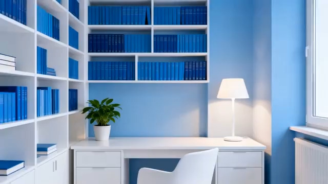  蓝色书房学习场景1402#横屏 	 