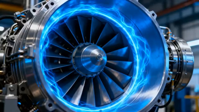  蓝色火焰涡轮引擎特写1393#横屏 	 