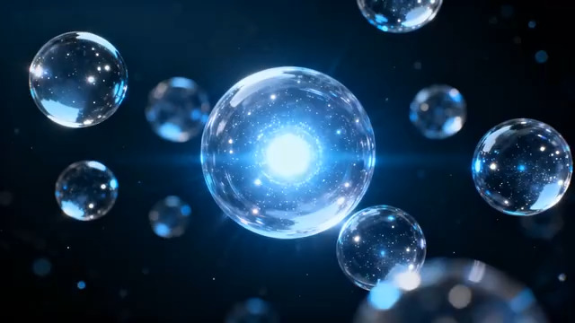  蓝色发光透明气泡动画1389#横屏 	 