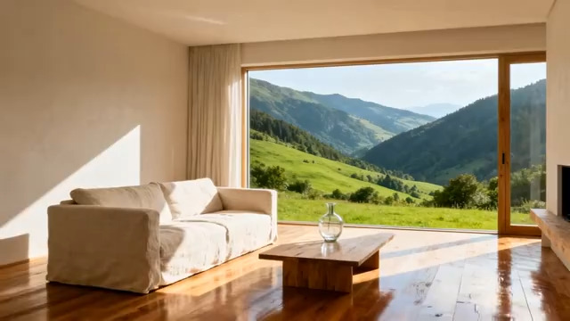  客厅落地窗远山景1347#横屏 	 - 