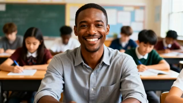  课堂上的微笑男教师1348#横屏 	 