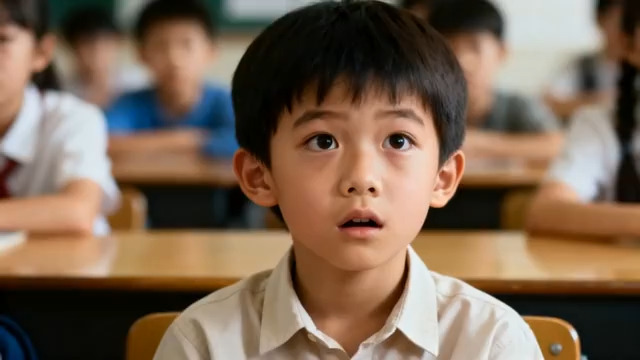 课堂上好奇的小男孩1351#横屏 	 