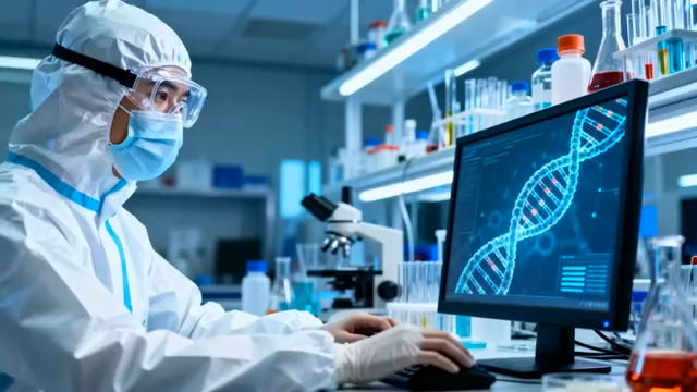  科研人员分析DNA结构1339#横屏 	 