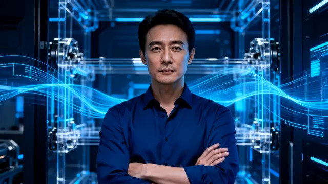  科技精英蓝色衬衫形象1326#横屏 	 