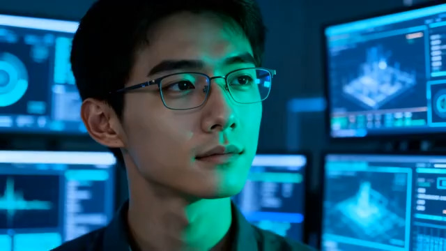  科技男深夜工作特写1327#横屏 	 