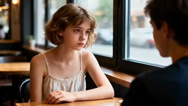  咖啡馆男女对视1295#横屏 	 -