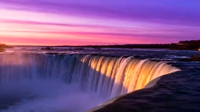  绝美瀑布日落延时1288#横屏 	 