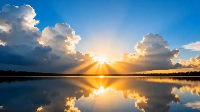  绝美湖面日出延时1285#横屏 	 