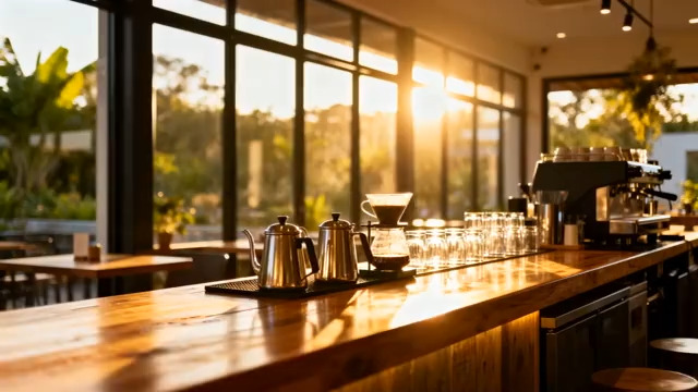  咖啡馆吧台晨光1292#横屏 	 