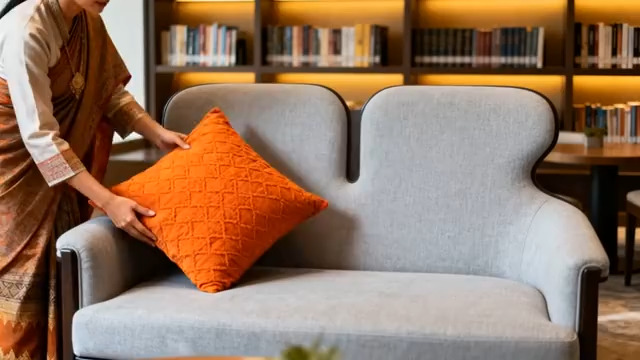  酒店服务员整理沙发1267#横屏 	 - 