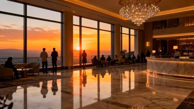  酒店大堂日落景观1265#横屏 	 