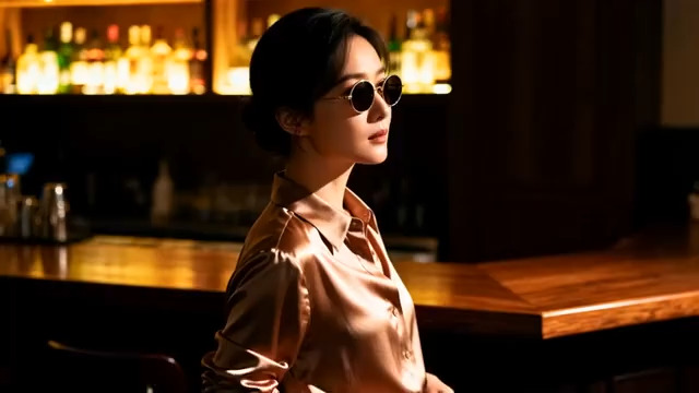  酒吧里的墨镜知性女性1261#横屏 	 
