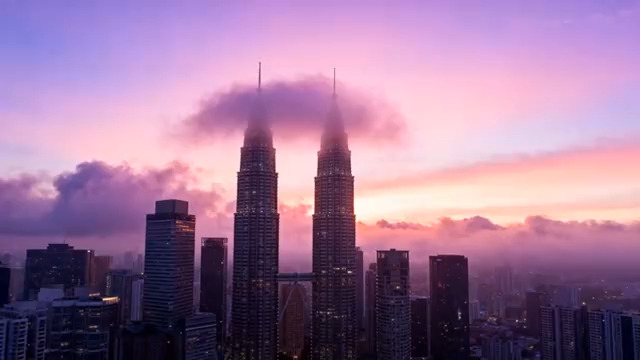  吉隆坡双子塔日出1033#横屏 	 