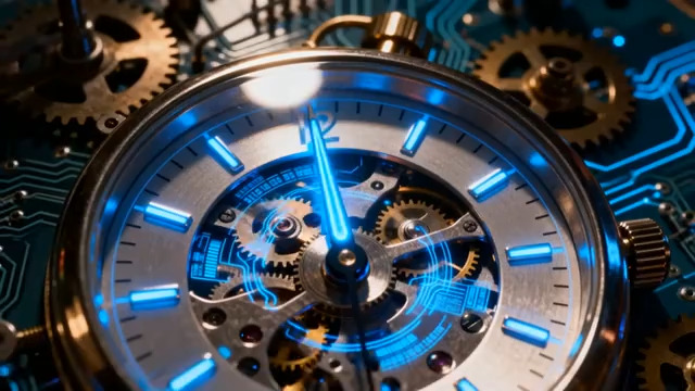  机械齿轮钟表特写1026#横屏 	 
