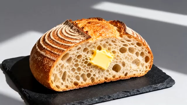 黄油融化在面包上1000#横屏 	 
