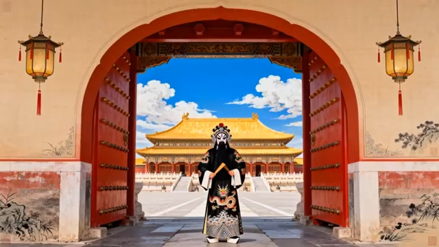  京剧人物故宫红门1240#横屏 	 