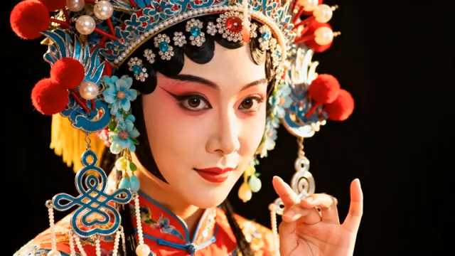  京剧花旦眼波流转特写1232#横屏 	 