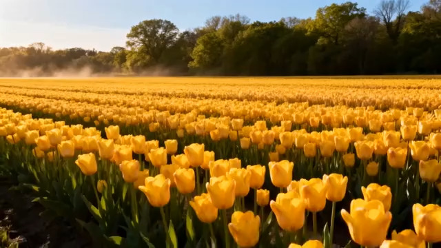  金色郁金香花田风光1205#横屏 	 