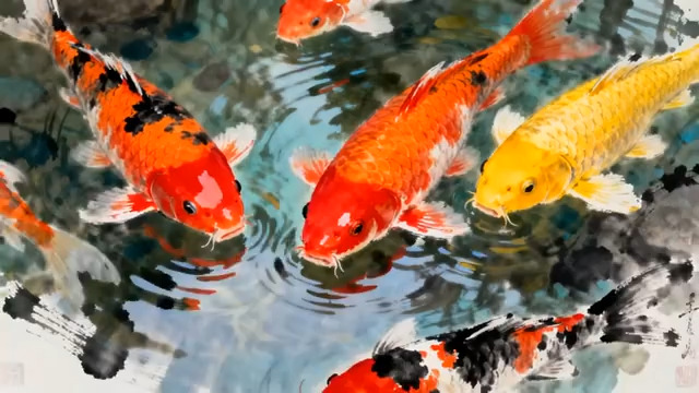  锦鲤水中游 好运自然来1212#横屏 	 -