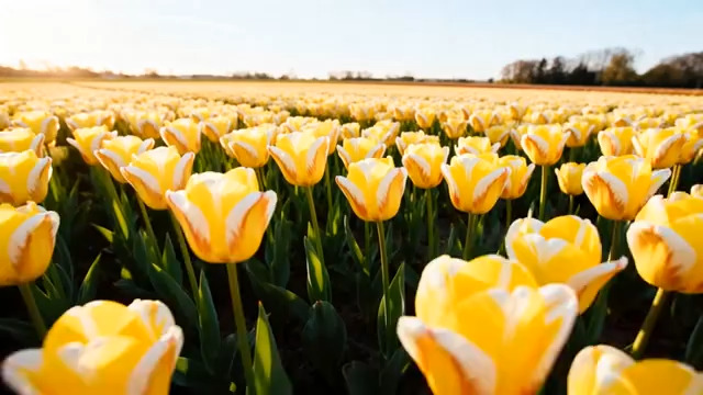  金色郁金香花海绽放1204#横屏 	 - 