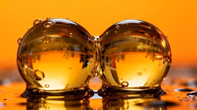  金色透明油滴特写1191#横屏 	 