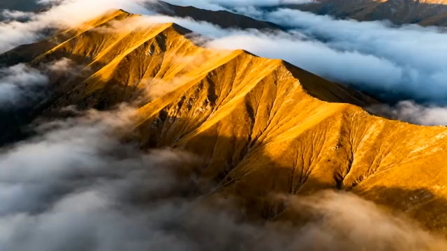 金色山脉云海航拍1178#横屏 	 
