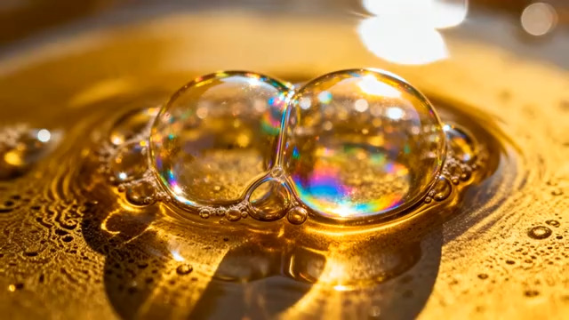  金色水面双气泡特写1184#横屏 	 