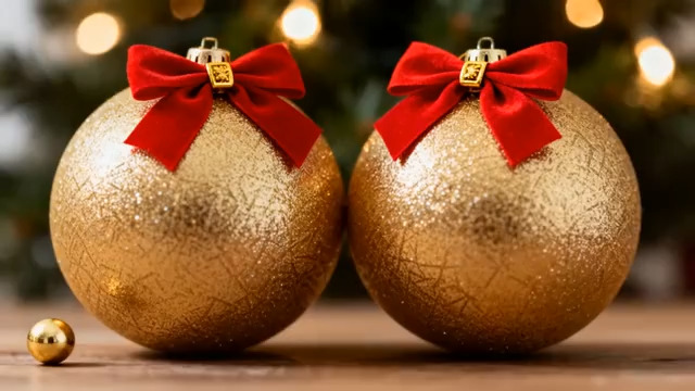  金色圣诞球装饰特写1180#横屏 	 